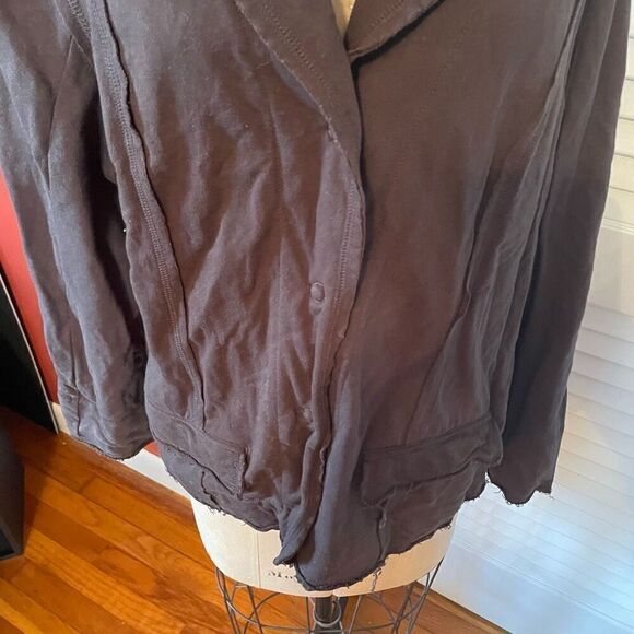 CHICO’S SPA | brown lightweight tattered hem jacket size 2 or M - Picture 3 of 6